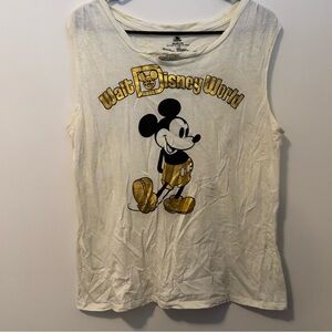 Disney women’s White and Gold Logo Tank top large